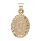 Medalla oval Guadalupe bisel soga 14K