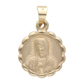 Medalla busto Guadalupe mate bisel ondeado 14K