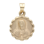 Medalla busto Guadalupe mate bisel ondeado 14K