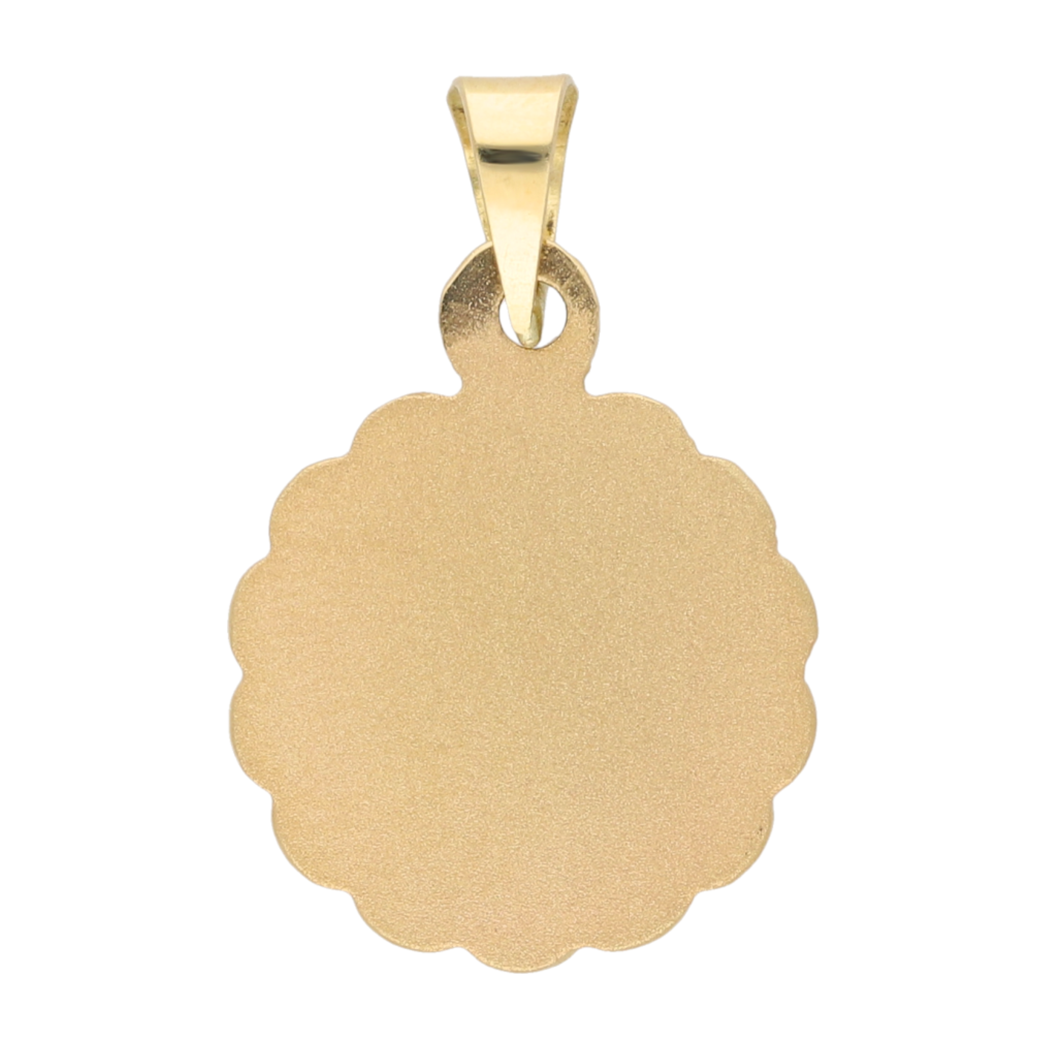 Medalla busto Guadalupe mate bisel ondeado 14K
