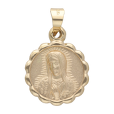 Medalla busto Guadalupe mate bisel ondeado 14K