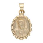 Medalla oval busto Guadalupe bisel ondeado 14K