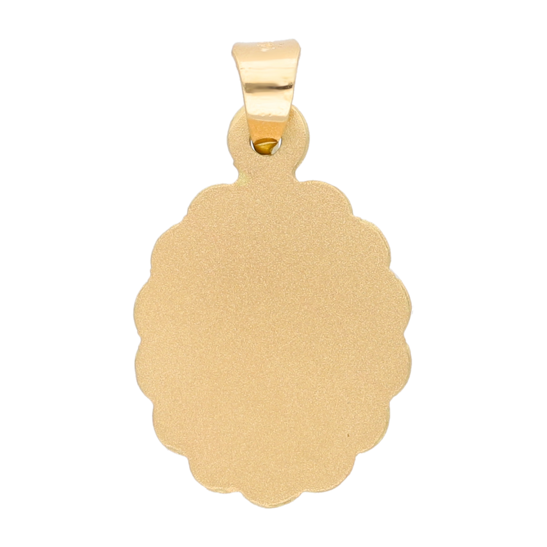 Medalla oval busto Guadalupe bisel ondeado 14K