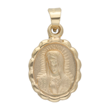 Medalla oval busto Guadalupe bisel ondeado 14K