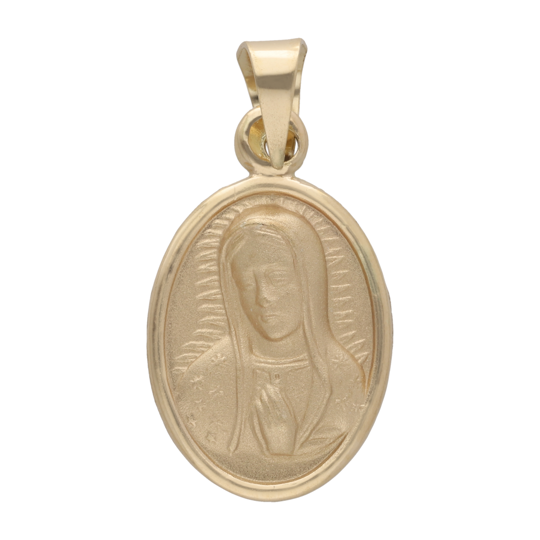 Medalla oval busto Guadalupe bisel liso 14K