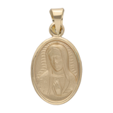 Medalla oval busto Guadalupe bisel liso 14K