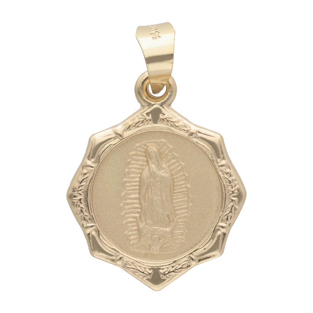 Medalla Guadalupe bisel octagonal 14K