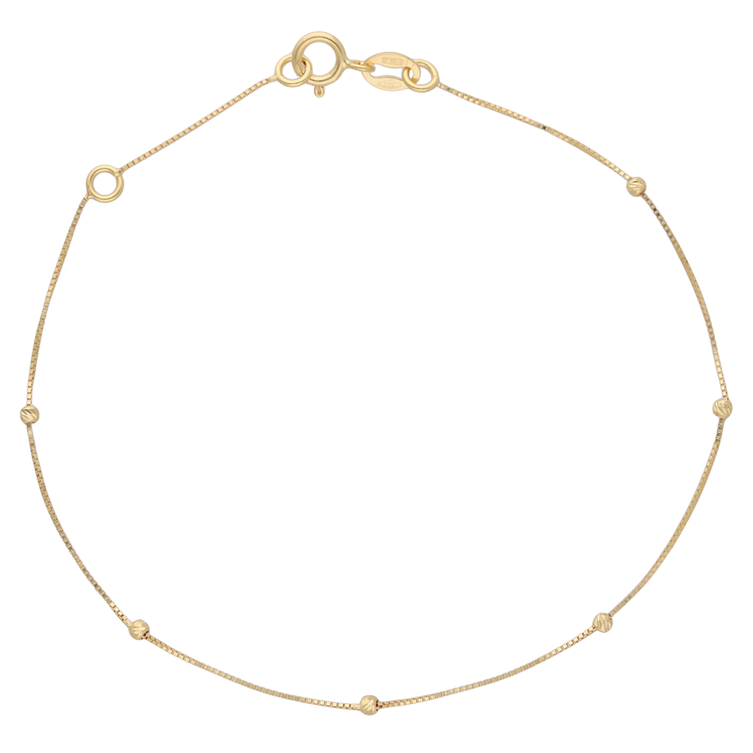 Pulsera bolitas diamantadas 14K