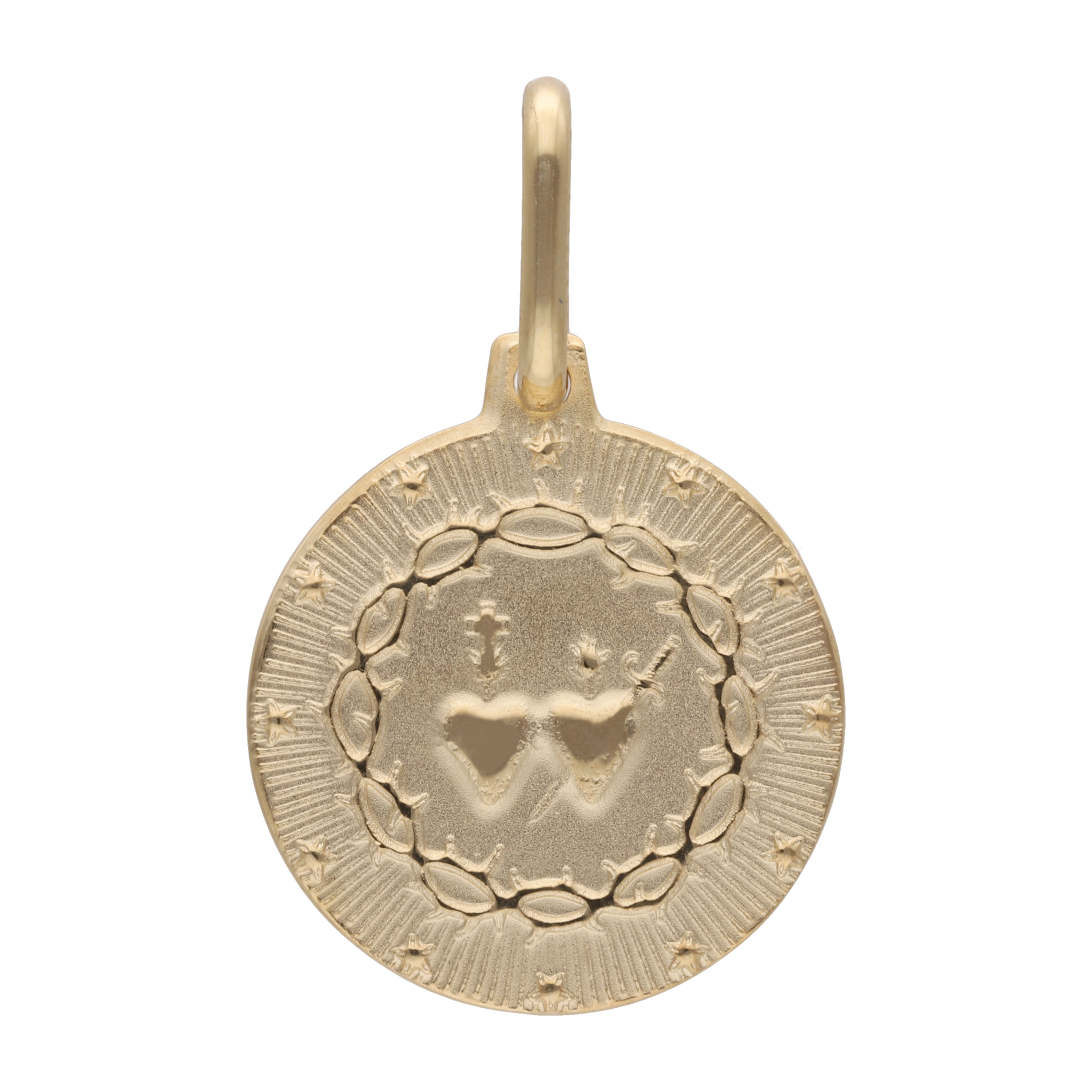 Medalla Sagrado Corazón Jesús y María 14K