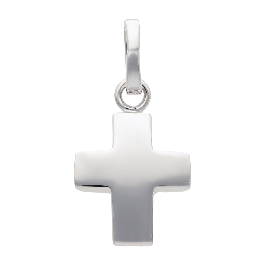 Cruz lisa oro blanco 14K