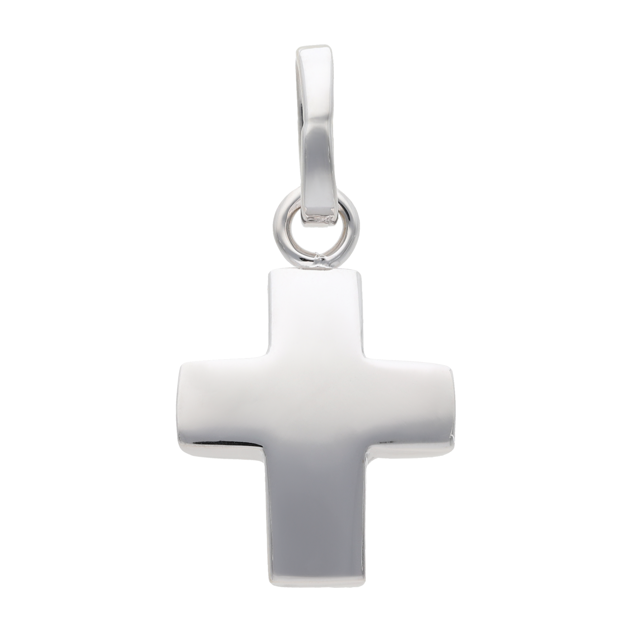 Cruz lisa oro blanco 14K