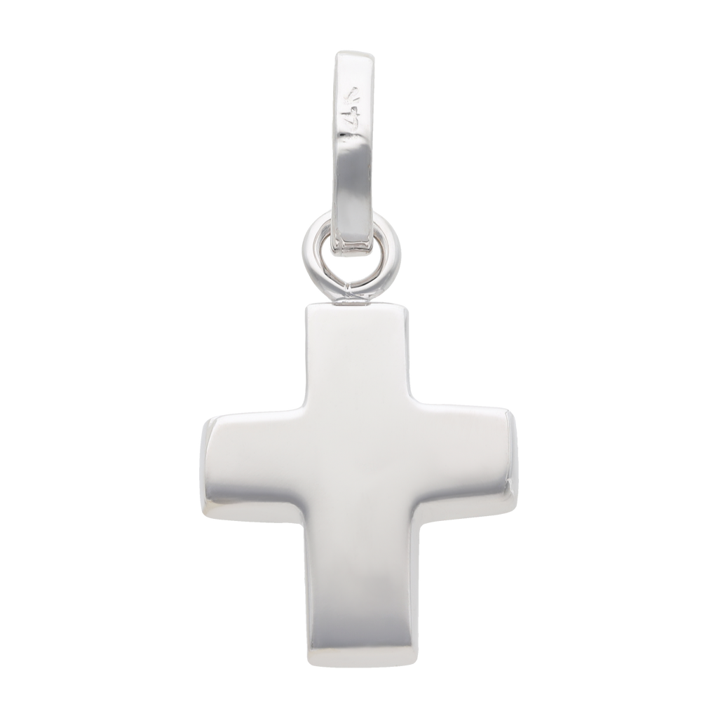 Cruz lisa oro blanco 14K