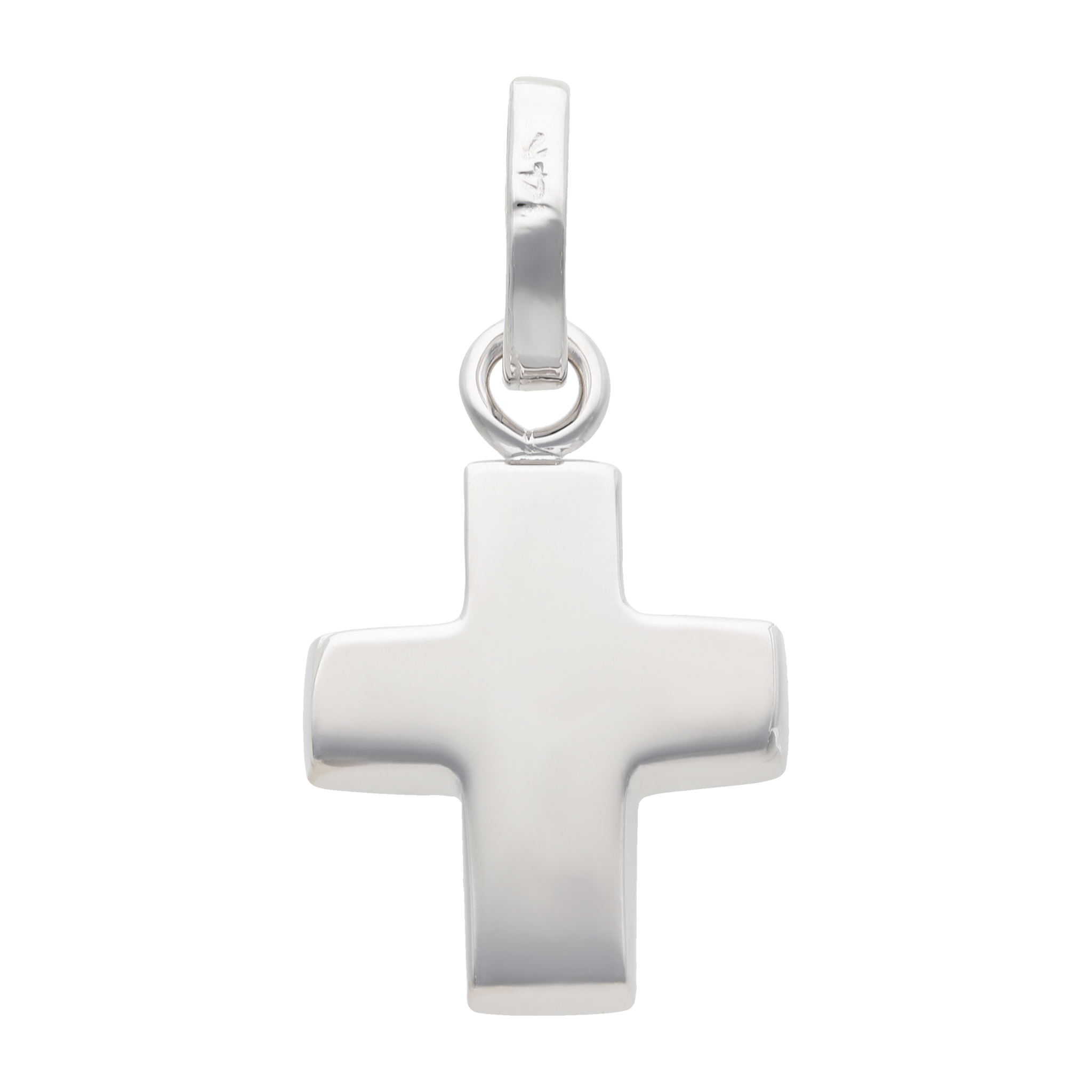 Cruz lisa oro blanco 14K