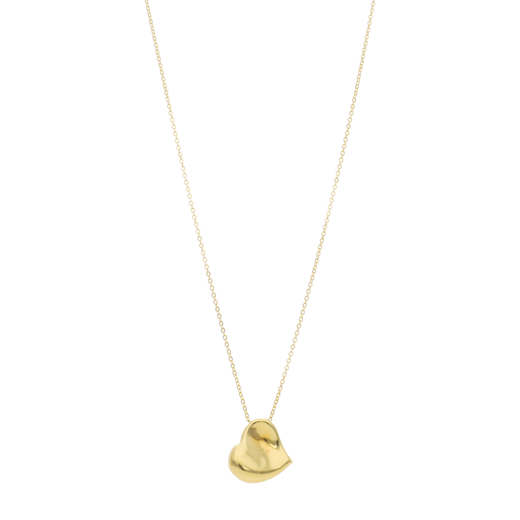 Collar corazón chueco hueco 14K