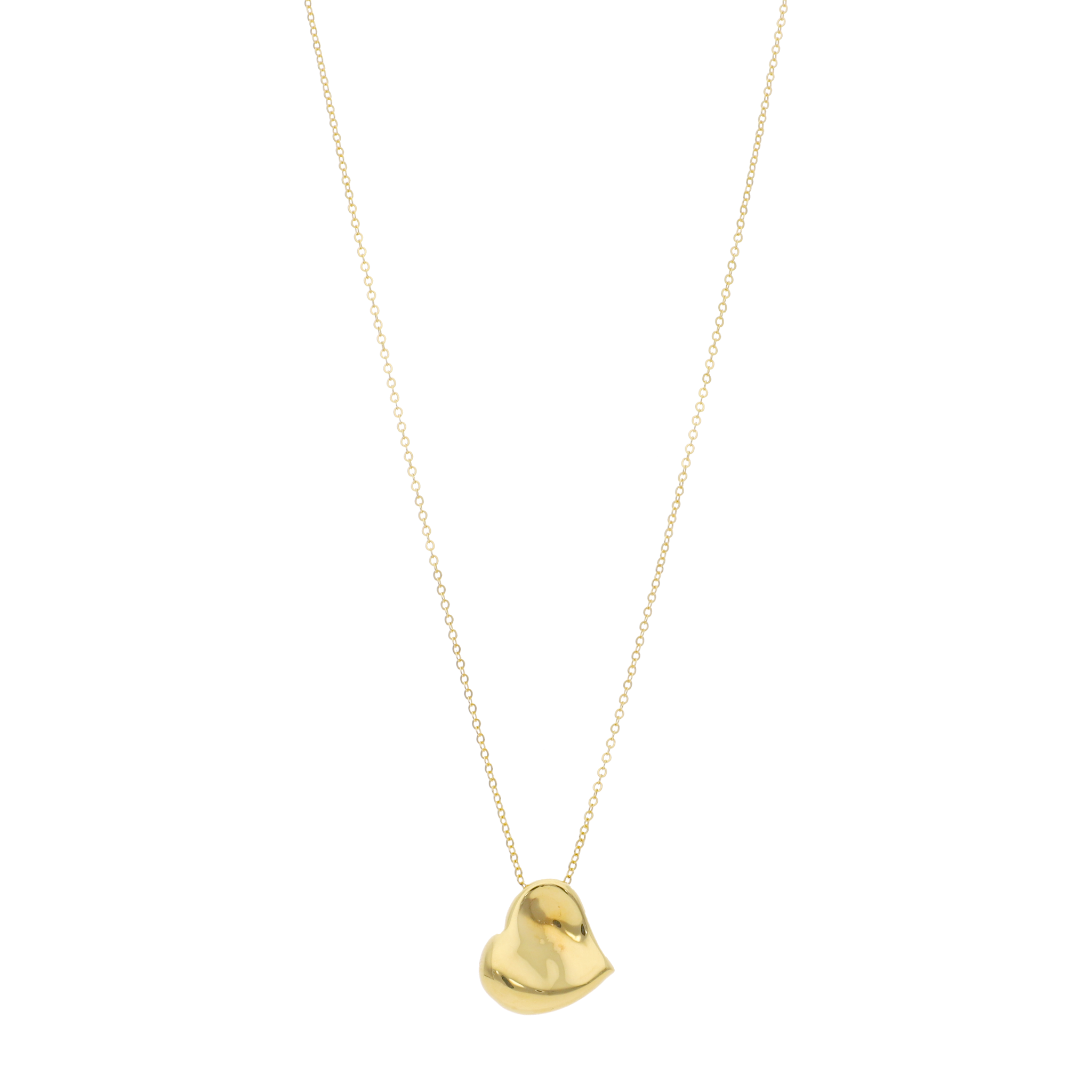 Collar corazón chueco hueco 14K