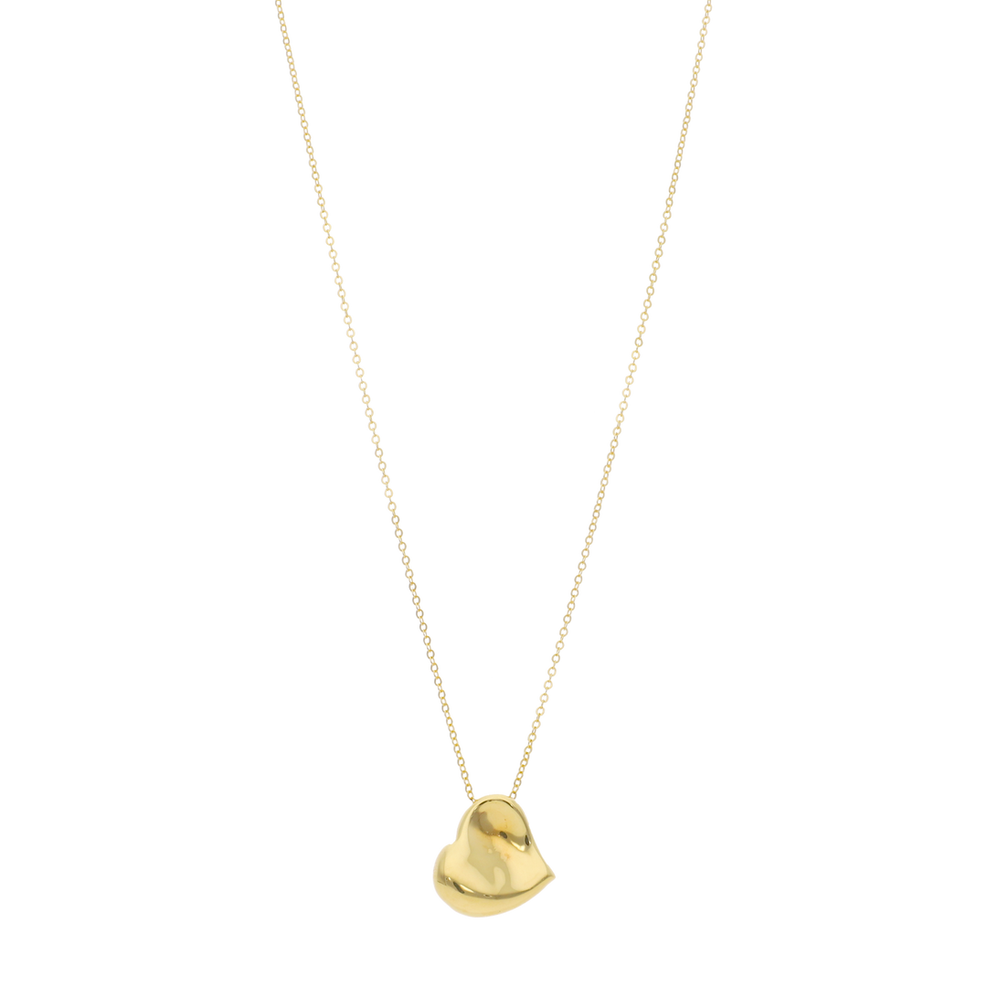 Collar corazón chueco hueco 14K