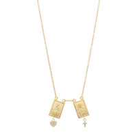 Collar escapulario Virgen del Carmen dijes colgantes 14K