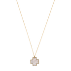 Collar cruz roja madre perla 14K