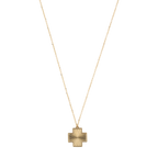 Collar cruz roja madre perla 14K