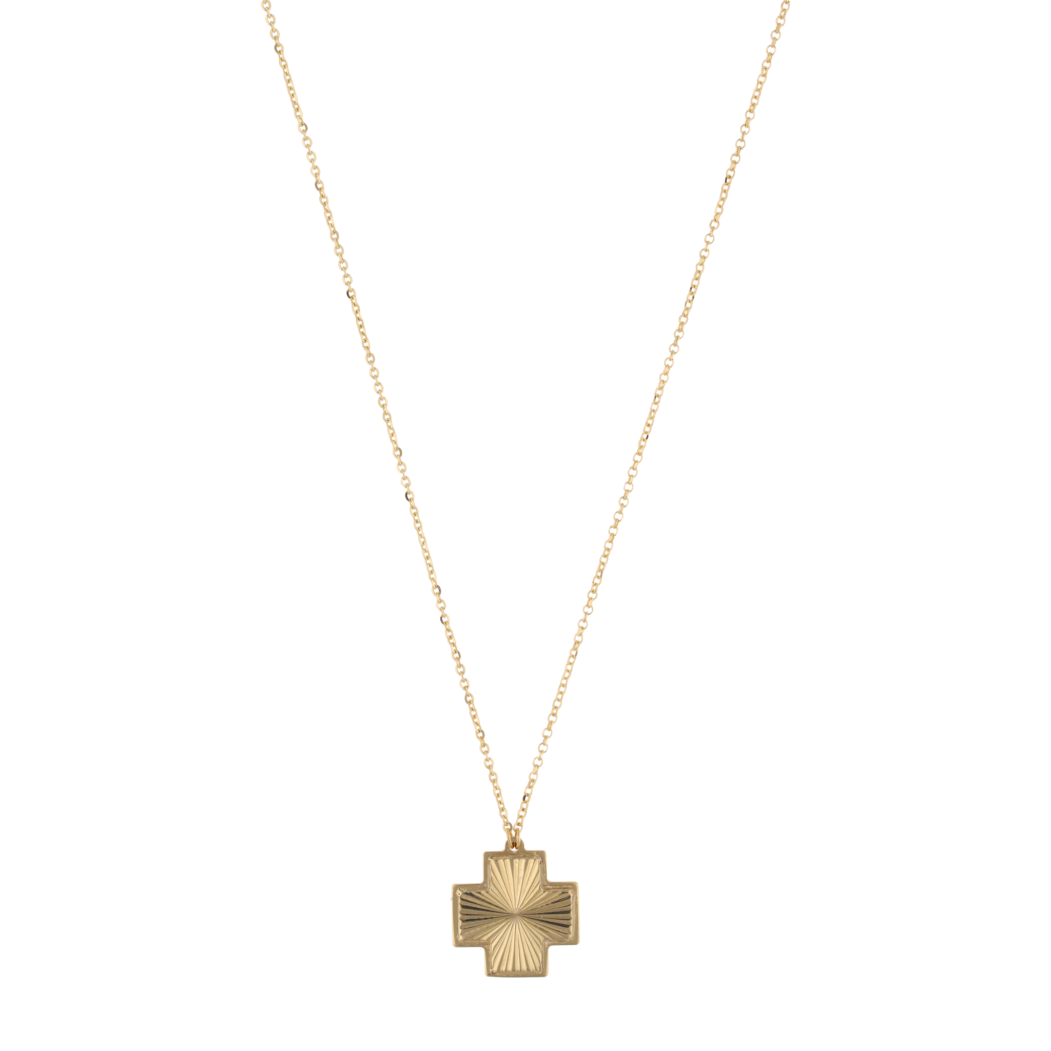 Collar cruz roja madre perla 14K