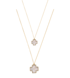 Collar cruz roja madre perla 14K