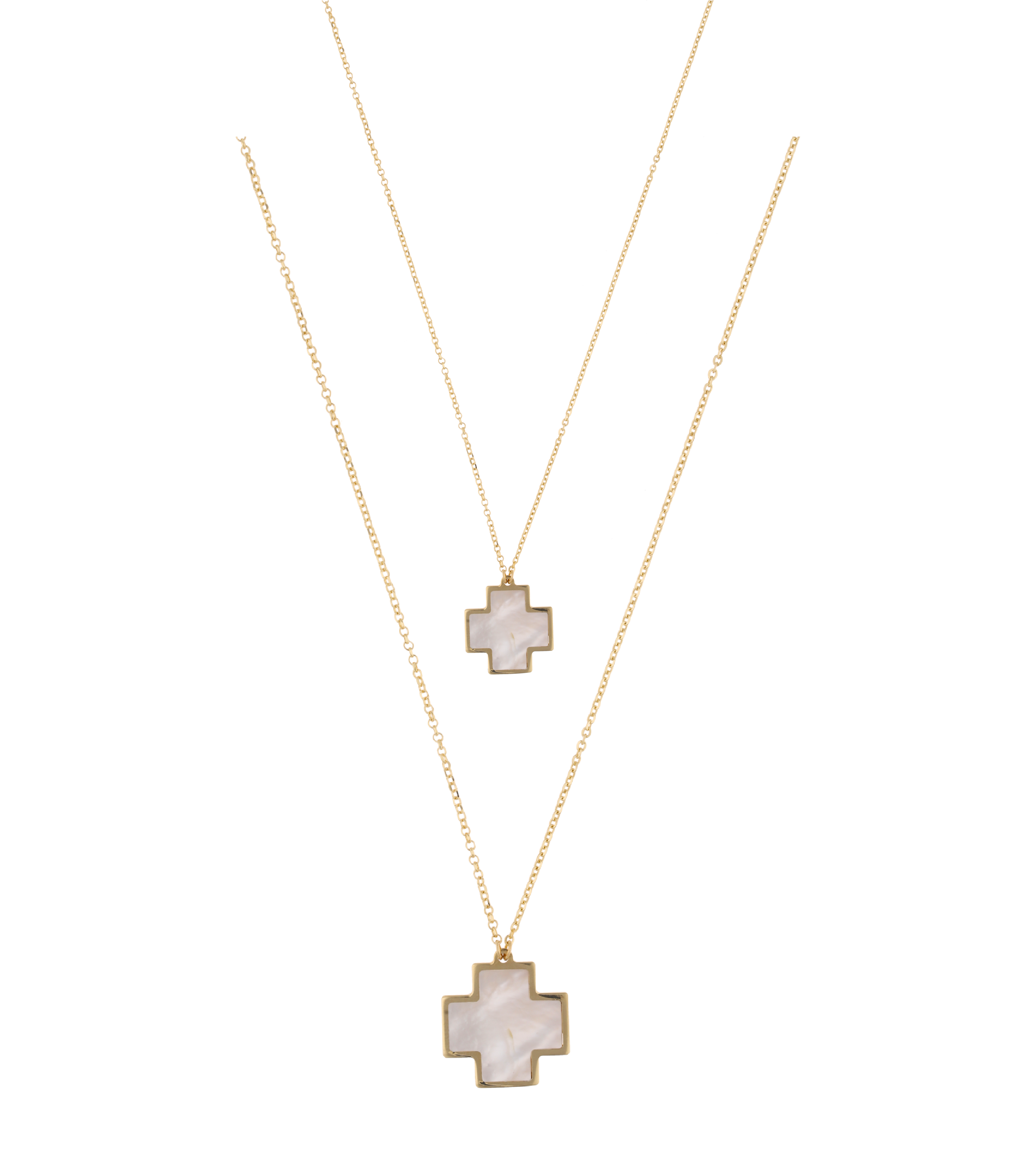 Collar cruz roja madre perla 14K