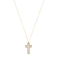 Collar cruz madre perla bisel liso 14K