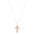 Collar cruz madre perla bisel liso 14K
