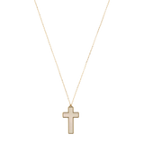 Collar cruz madre perla bisel liso 14K