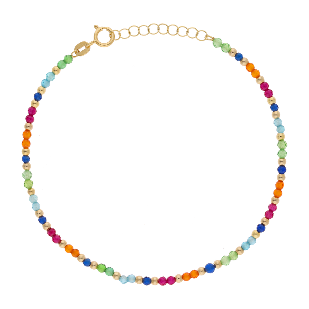 Pulsera colores bolitas oro 14K