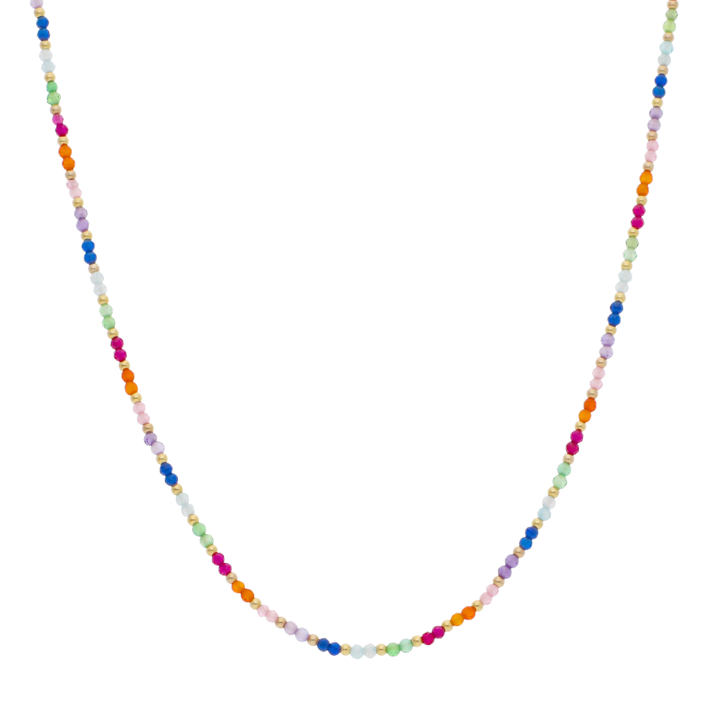 Collar colores bolitas oro 14K