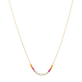 Collar perla y bolitas colores 14K