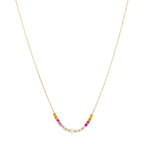Collar perla y bolitas colores 14K