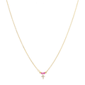Collar cruz super mini rubí/esmeralda 14K