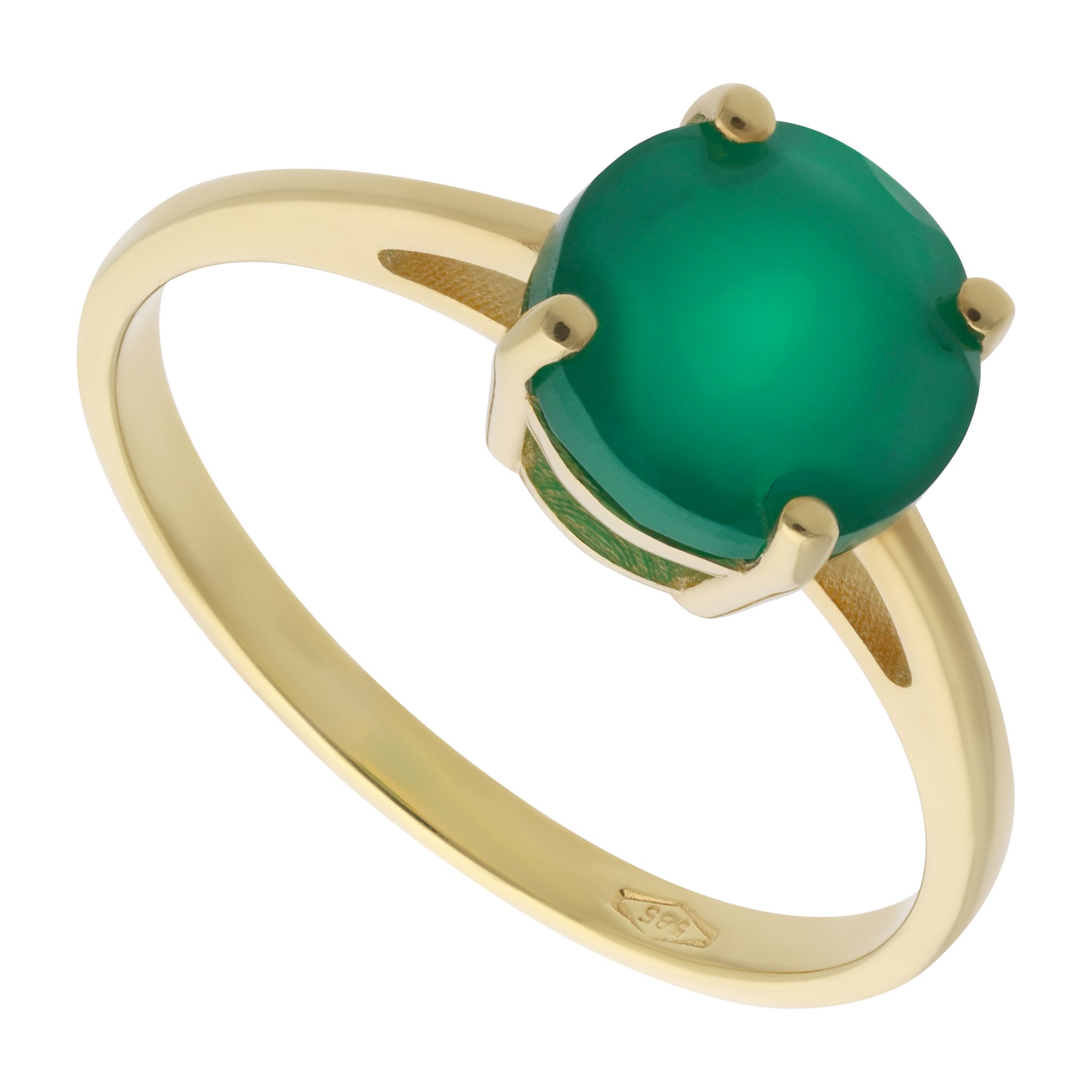 Anillo ágata redonda verde 14K