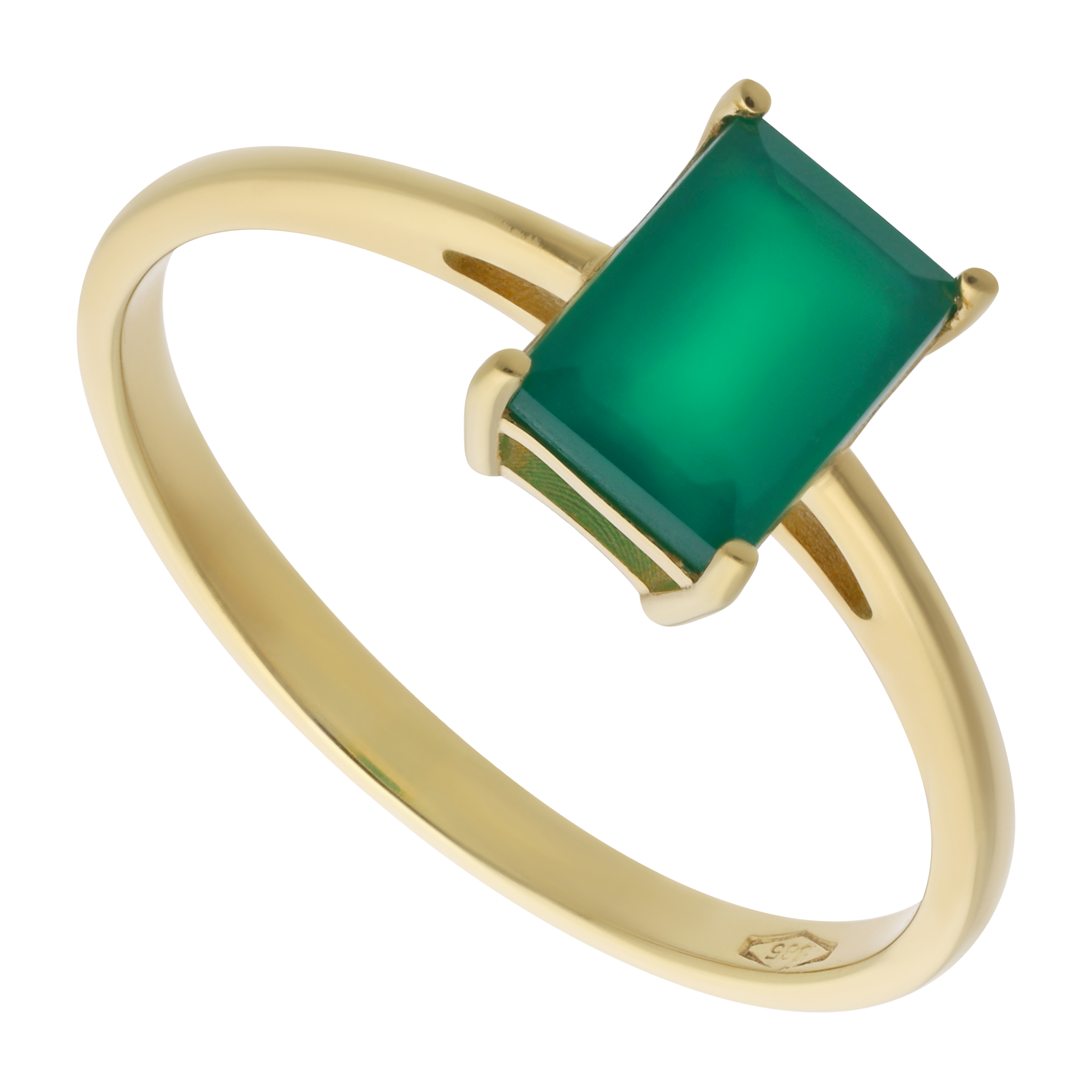 Anillo ágata verde 14K