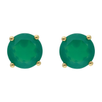 Broquel ágata redonda verde 14K
