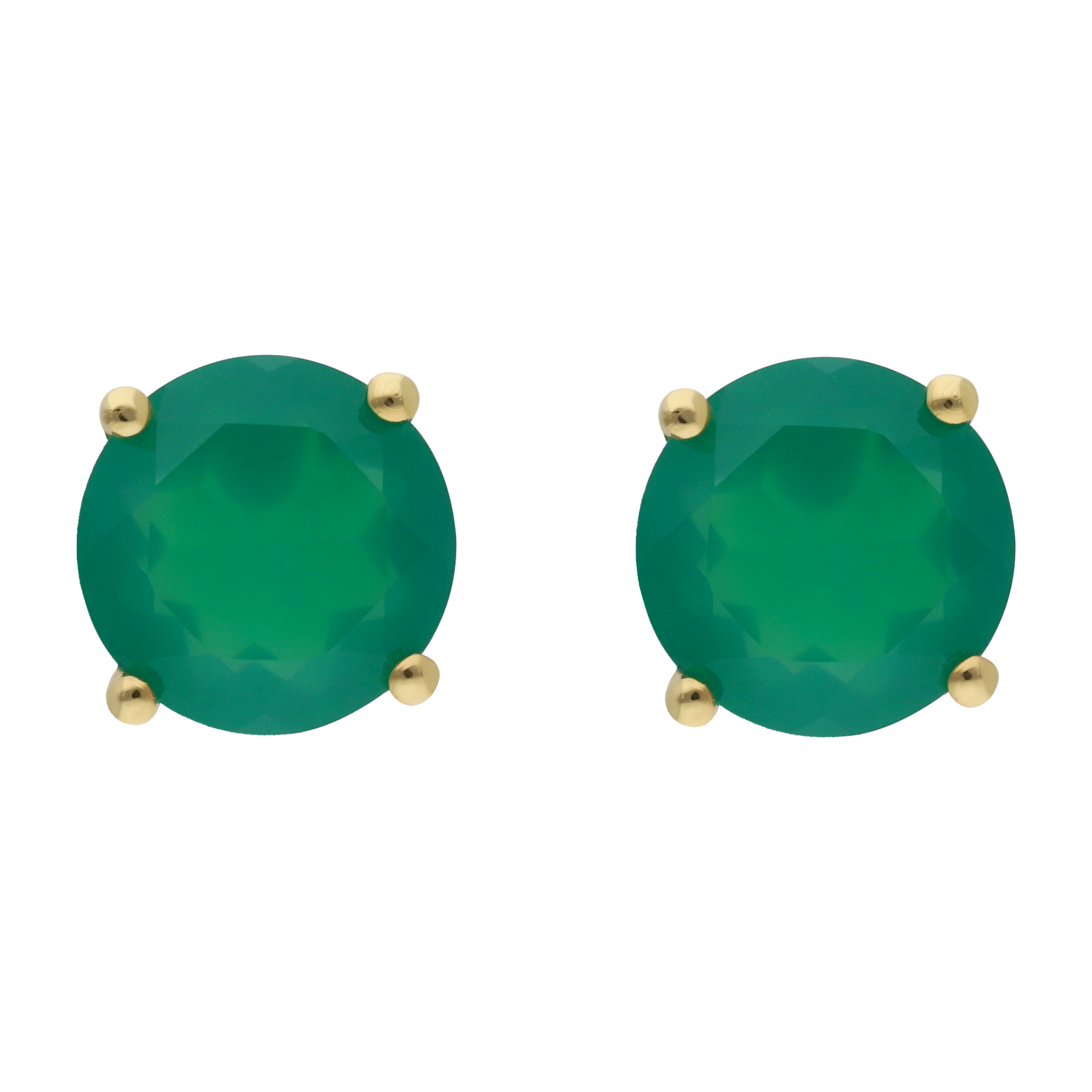 Broquel ágata redonda verde 14K