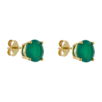 Broquel ágata redonda verde 14K