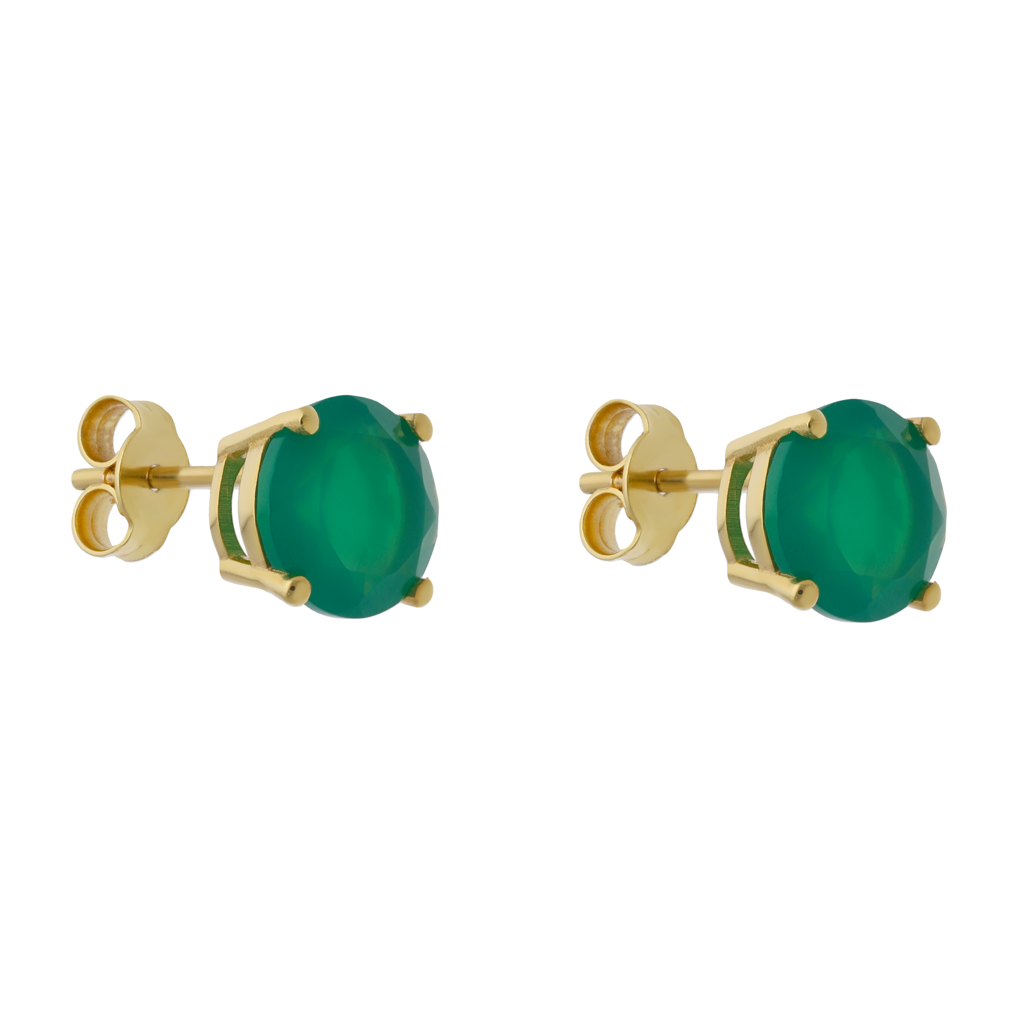 Broquel ágata redonda verde 14K
