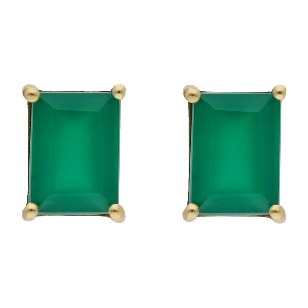 Broquel ágata verde 14K