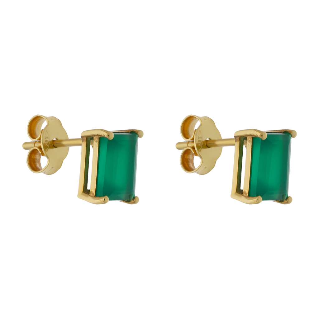 Broquel ágata verde 14K