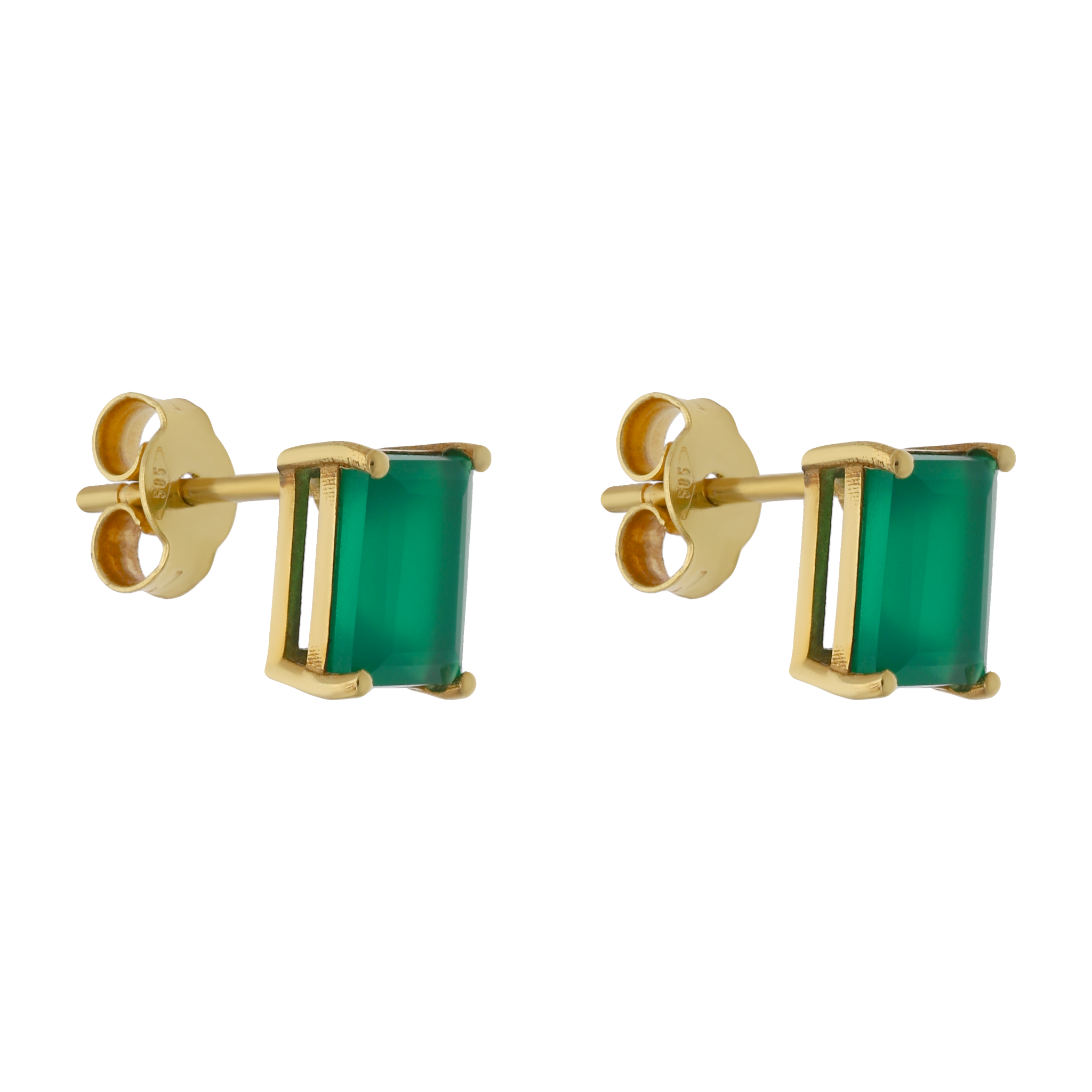 Broquel ágata verde 14K