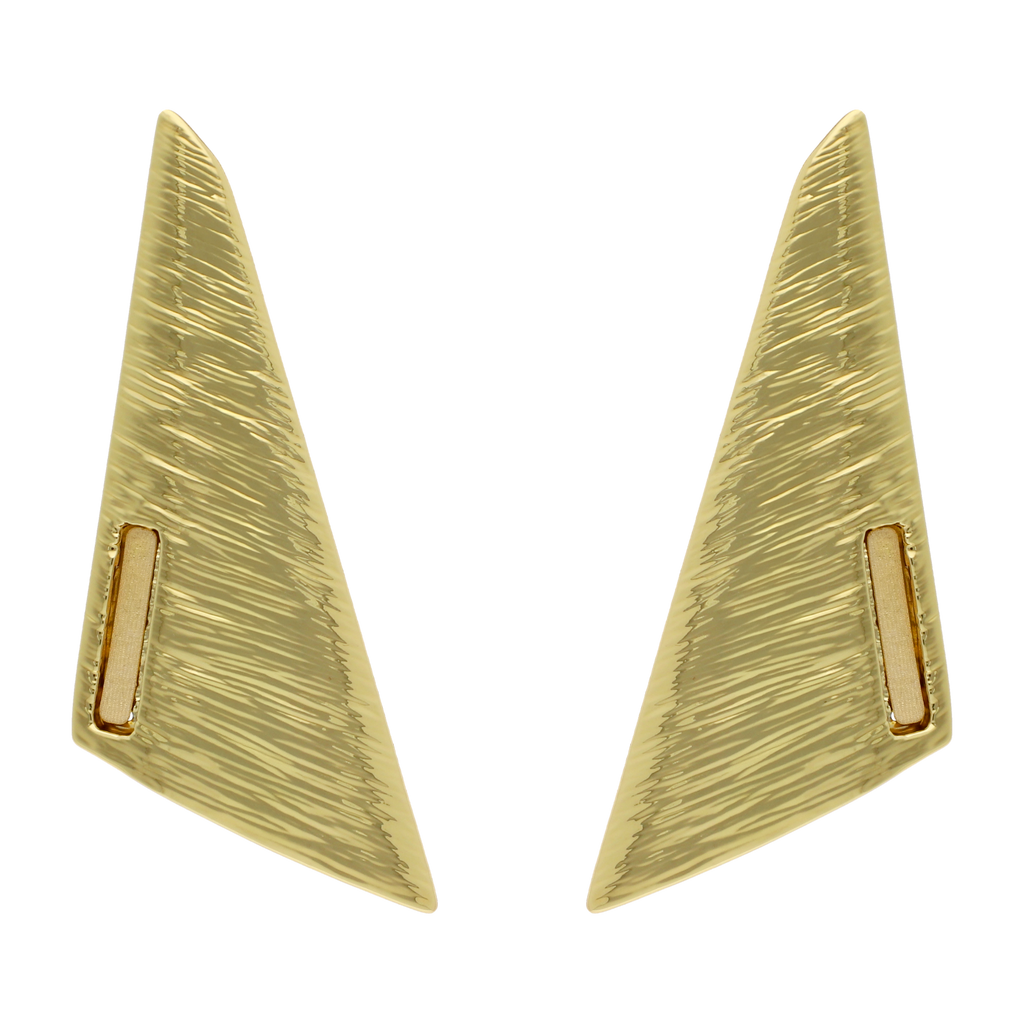 Aretes cono largos textura 14K