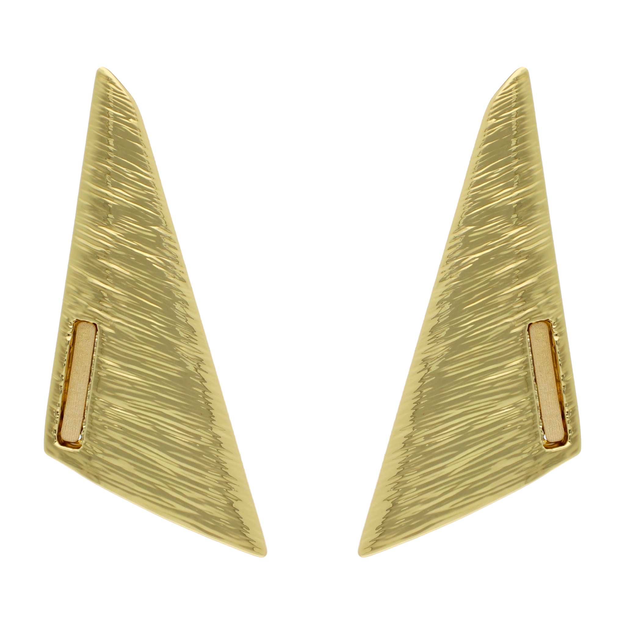 Aretes cono largos textura 14K