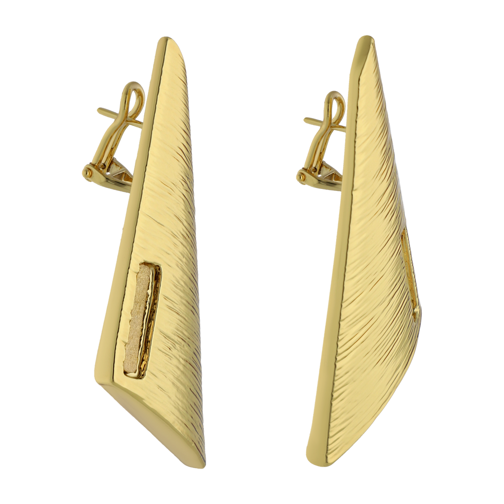 Aretes cono largos textura 14K