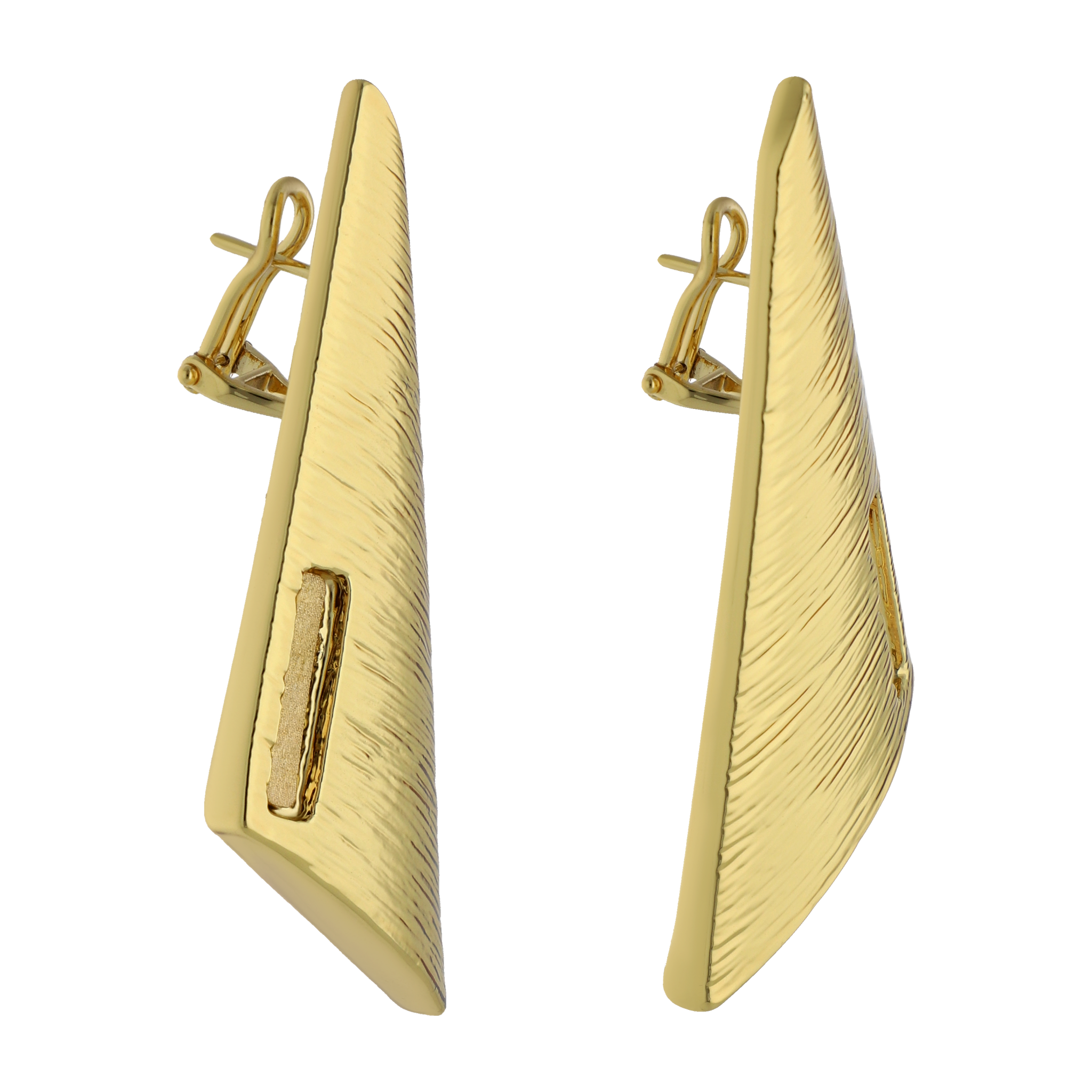 Aretes cono largos textura 14K