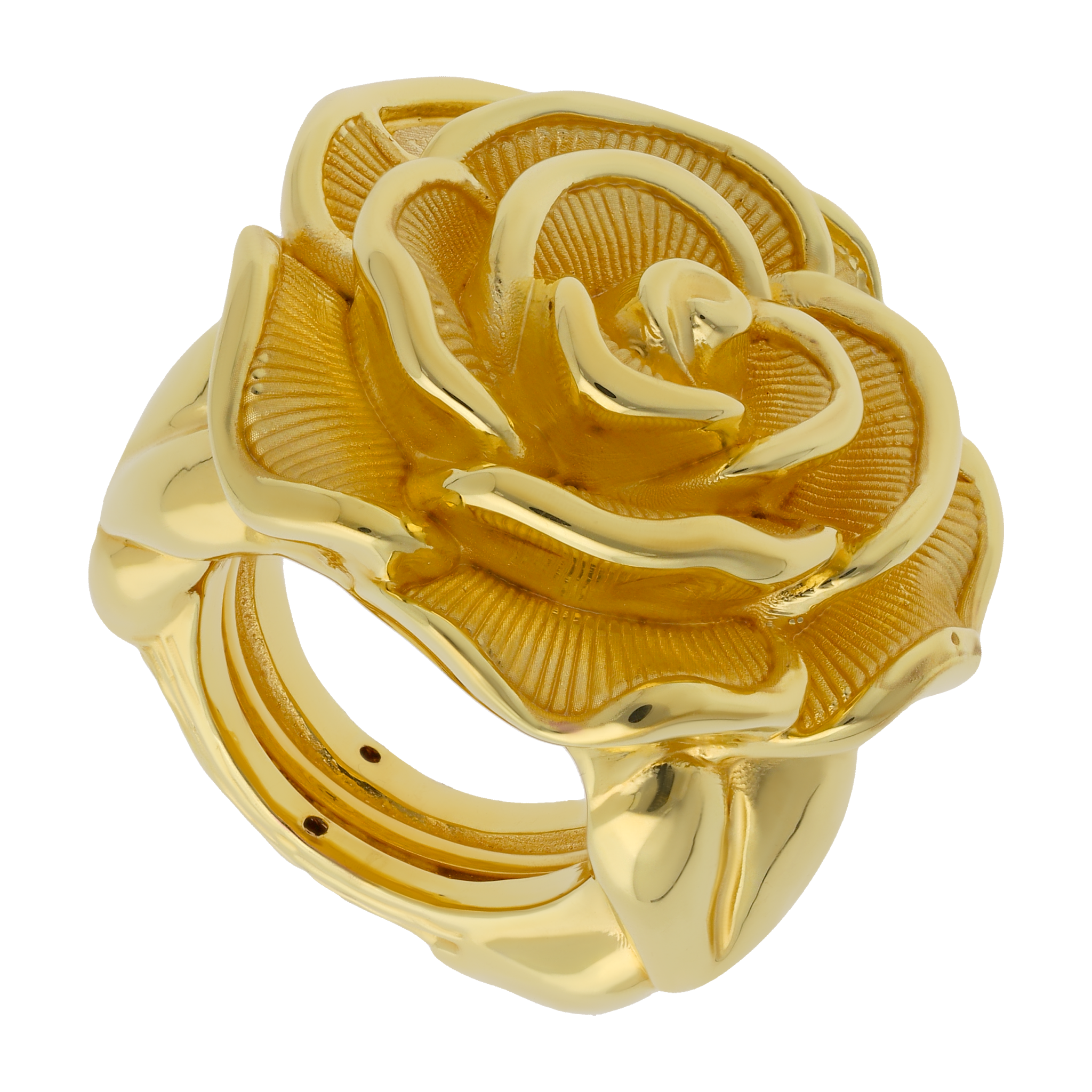 Anillo flor grande oro amarillo 14K