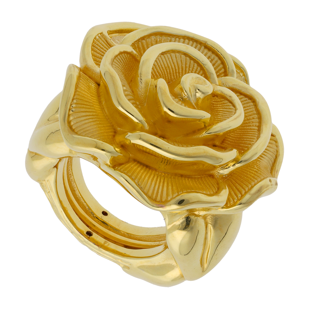 Anillo flor grande oro amarillo 14K