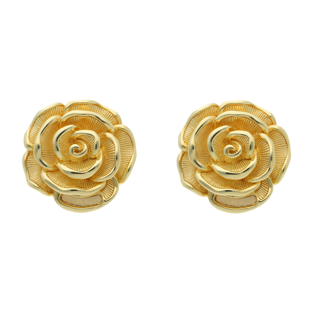Aretes flor grande oro amarillo 14K